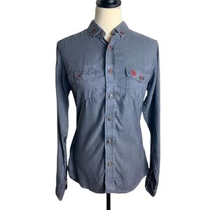 Massimo Castello Slim Fit Gray Button Up Shirt